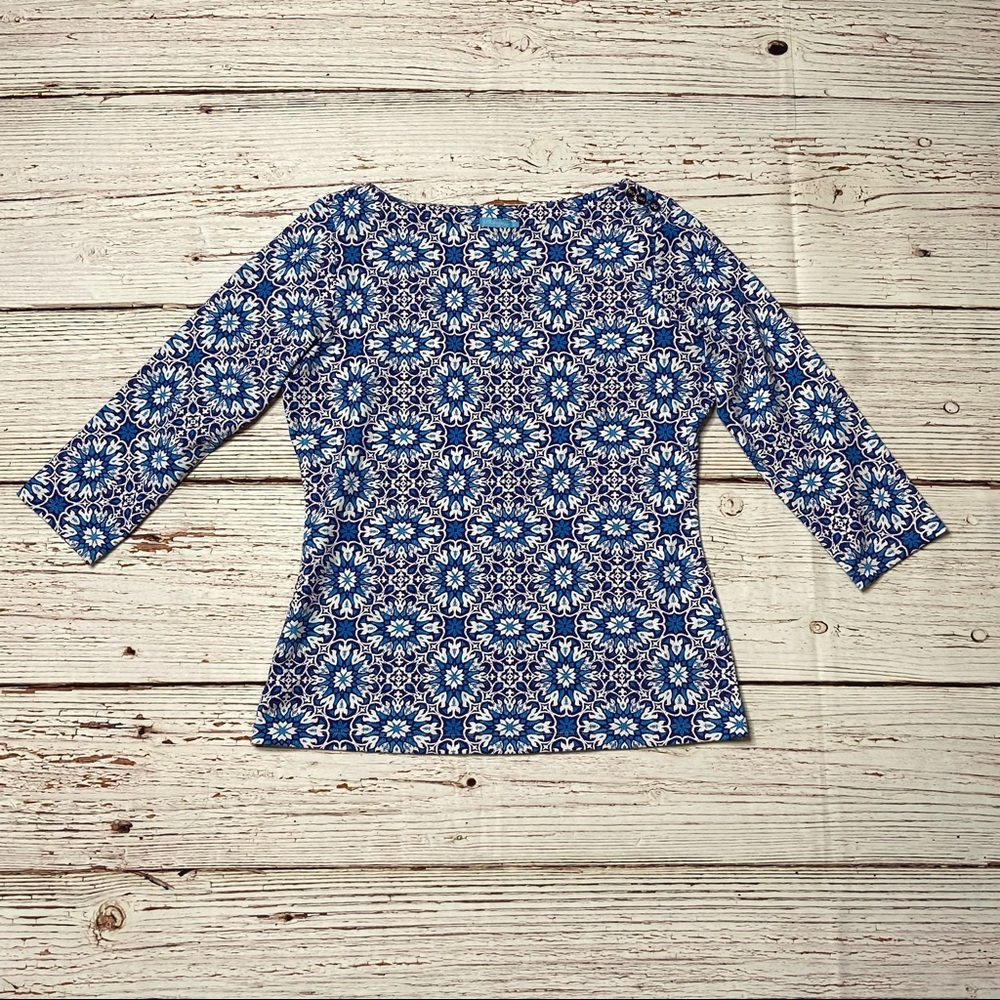 J. McLaughlin Blue Print Wavesong Tee Sz S